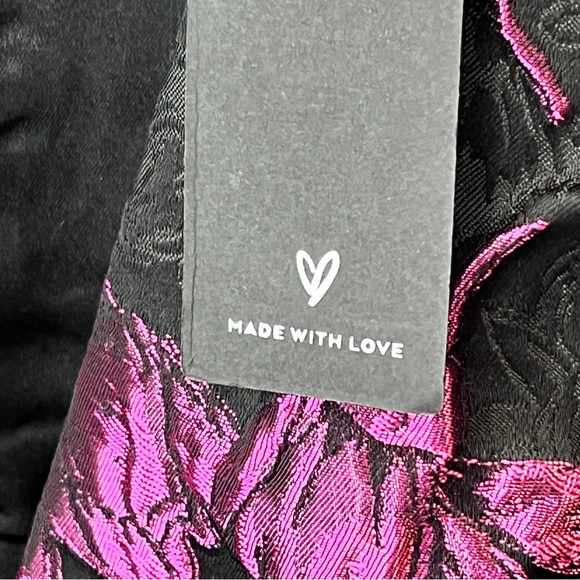NEW Lulus Elegant Taste Floral Jacquard Mini Dress Black Gray Bright Pink XL NWT - Picture 13 of 16